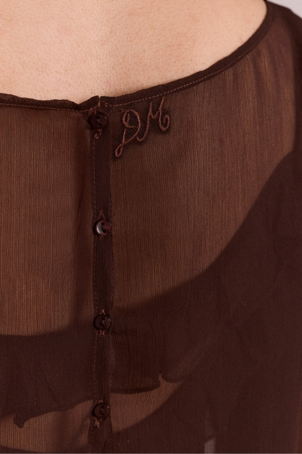 Damson Madder carmen midi ruffle dress with sheer top - choc