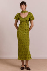 Damson Madder aoife midi dress - jacquard green spot