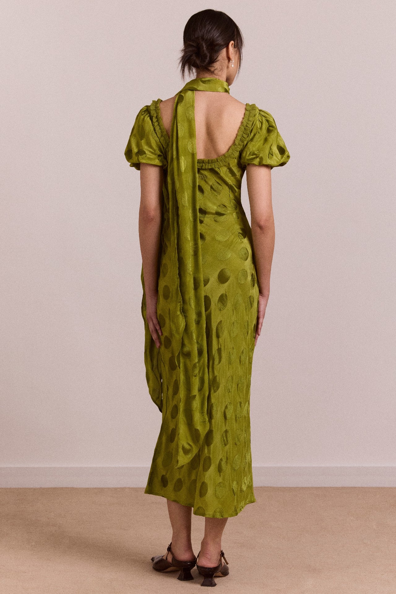 Damson Madder aoife midi dress - jacquard green spot