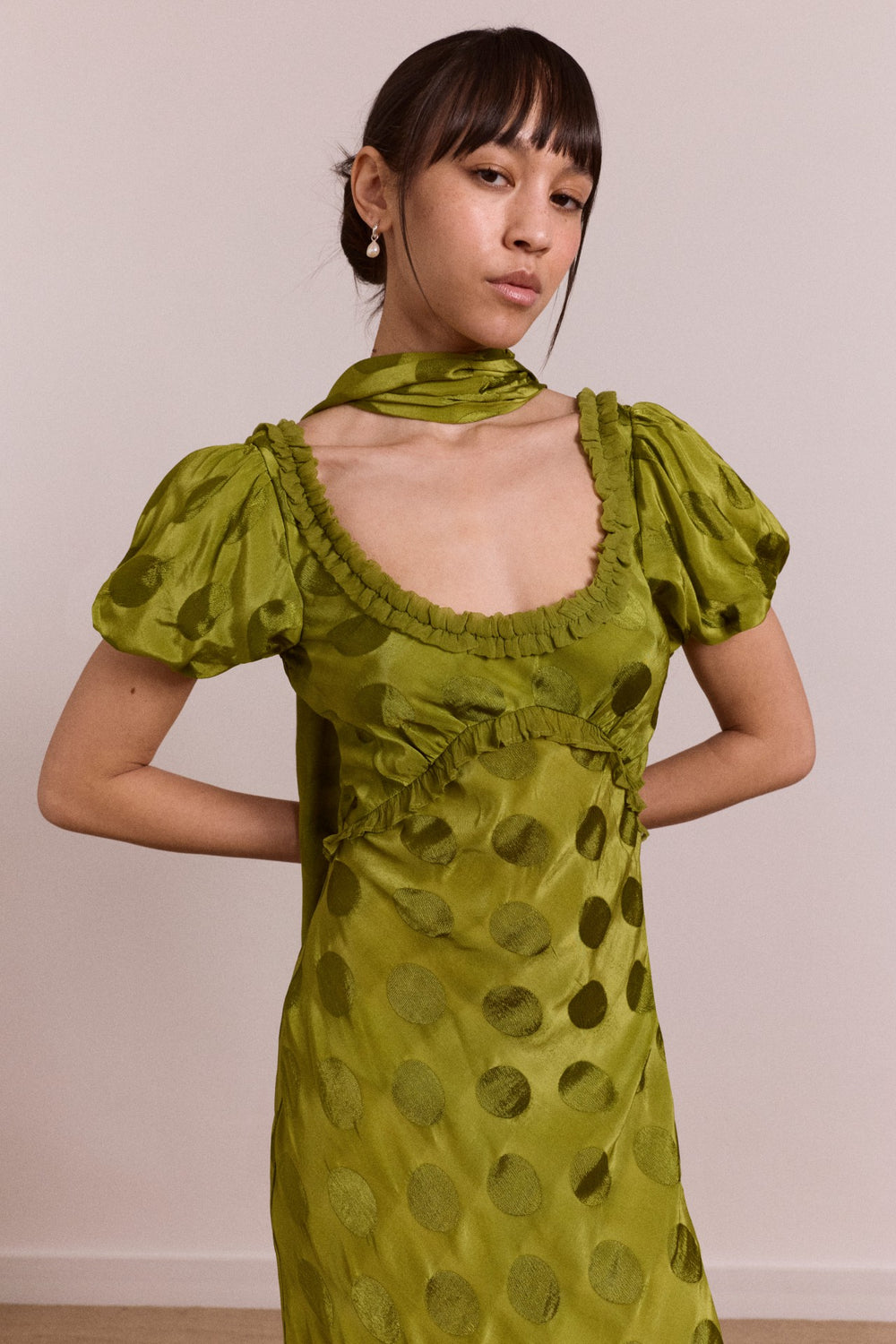 Damson Madder aoife midi dress - jacquard green spot