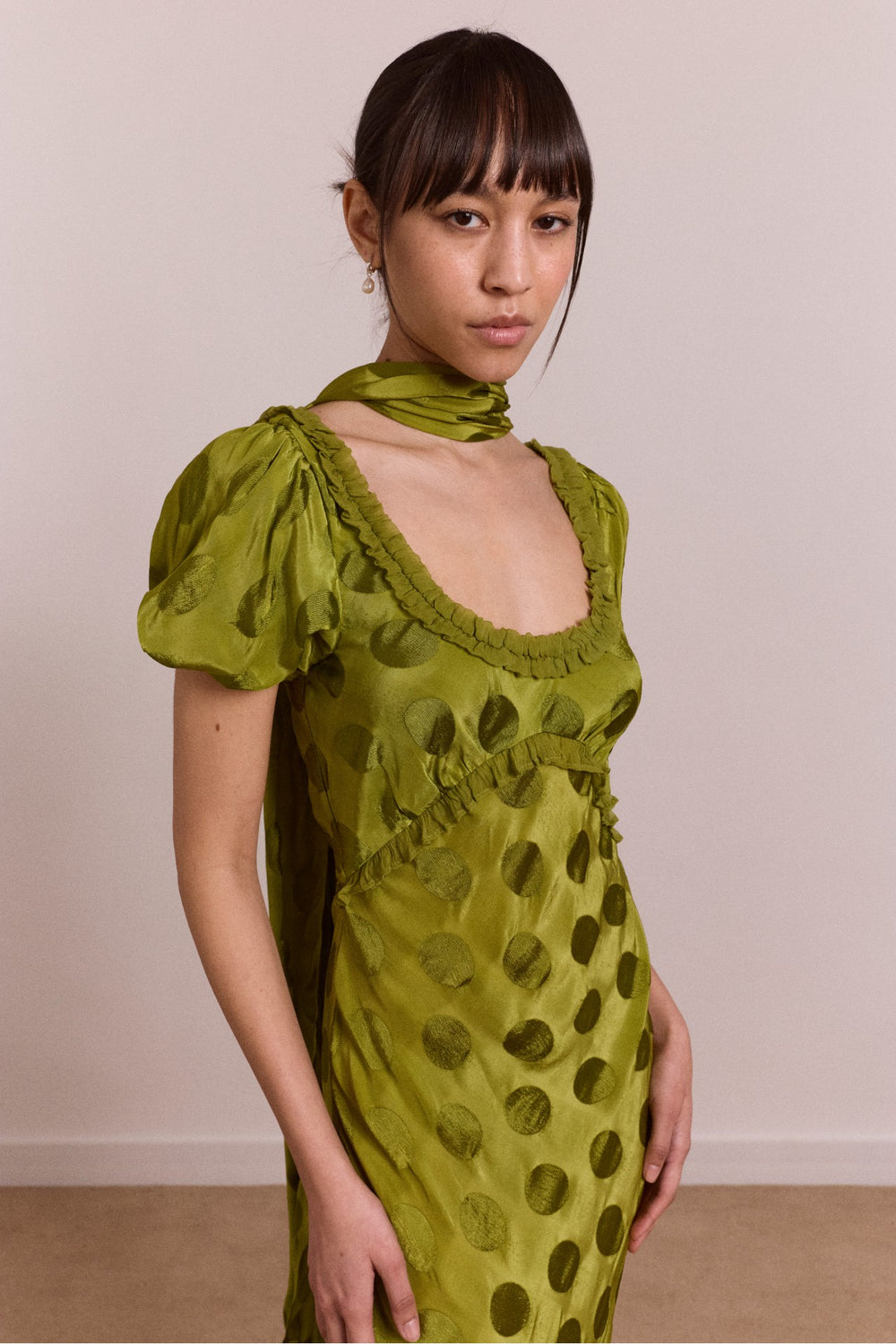 Damson Madder aoife midi dress - jacquard green spot