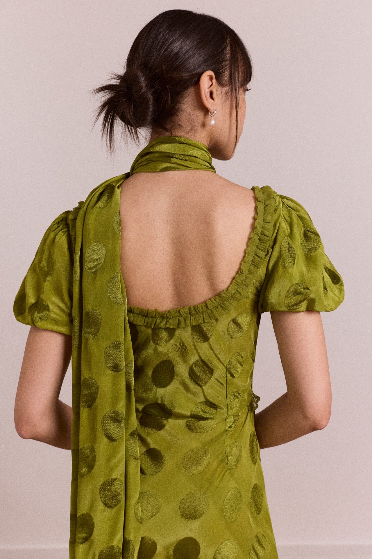 Damson Madder aoife midi dress - jacquard green spot