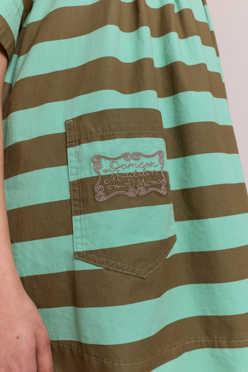 Damson Madder maggie mini polo dress - aqua olive stripe