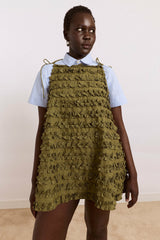 Damson Madder leili ruffle mini dress- olive