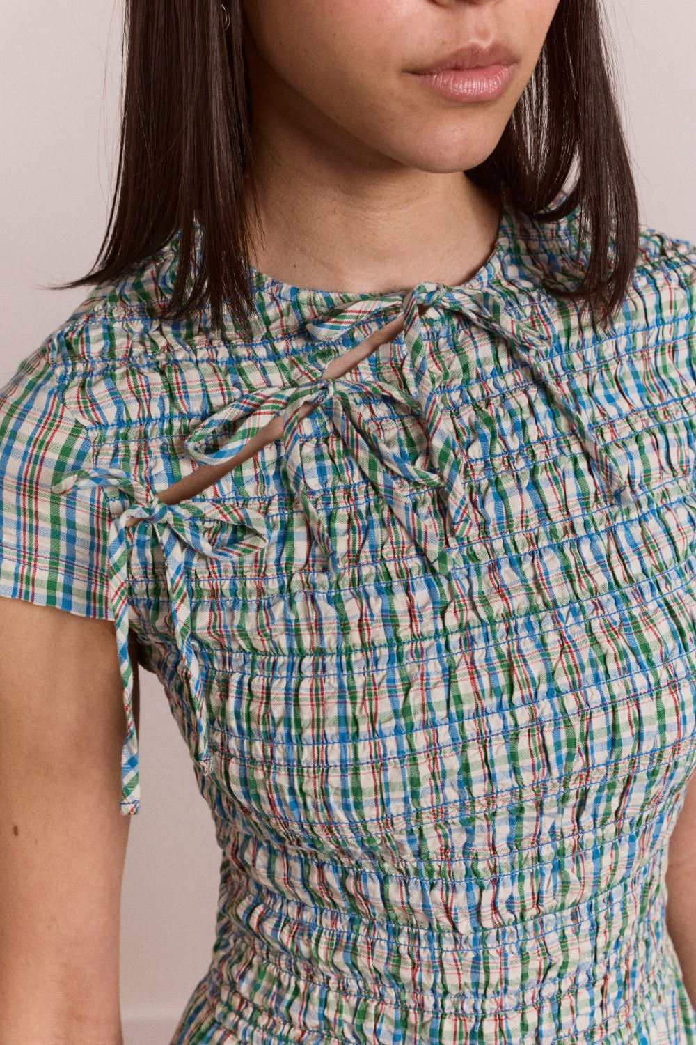 Damson Madder ebba midi dress - picnic blue check