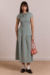 Damson Madder ebba midi dress - picnic blue check