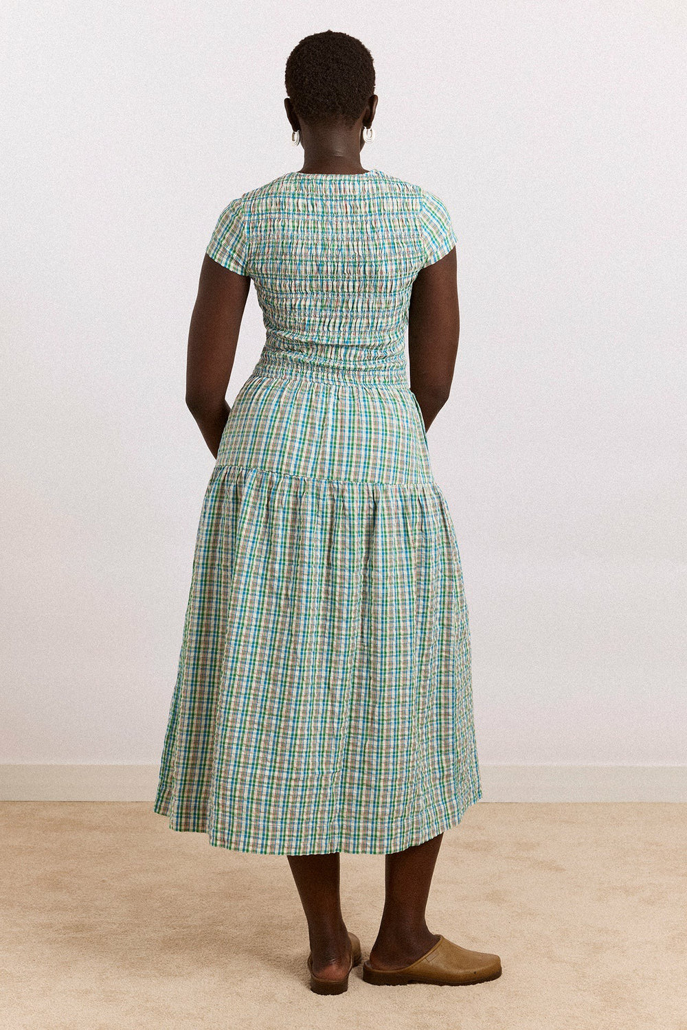Damson Madder ebba midi dress - picnic blue check