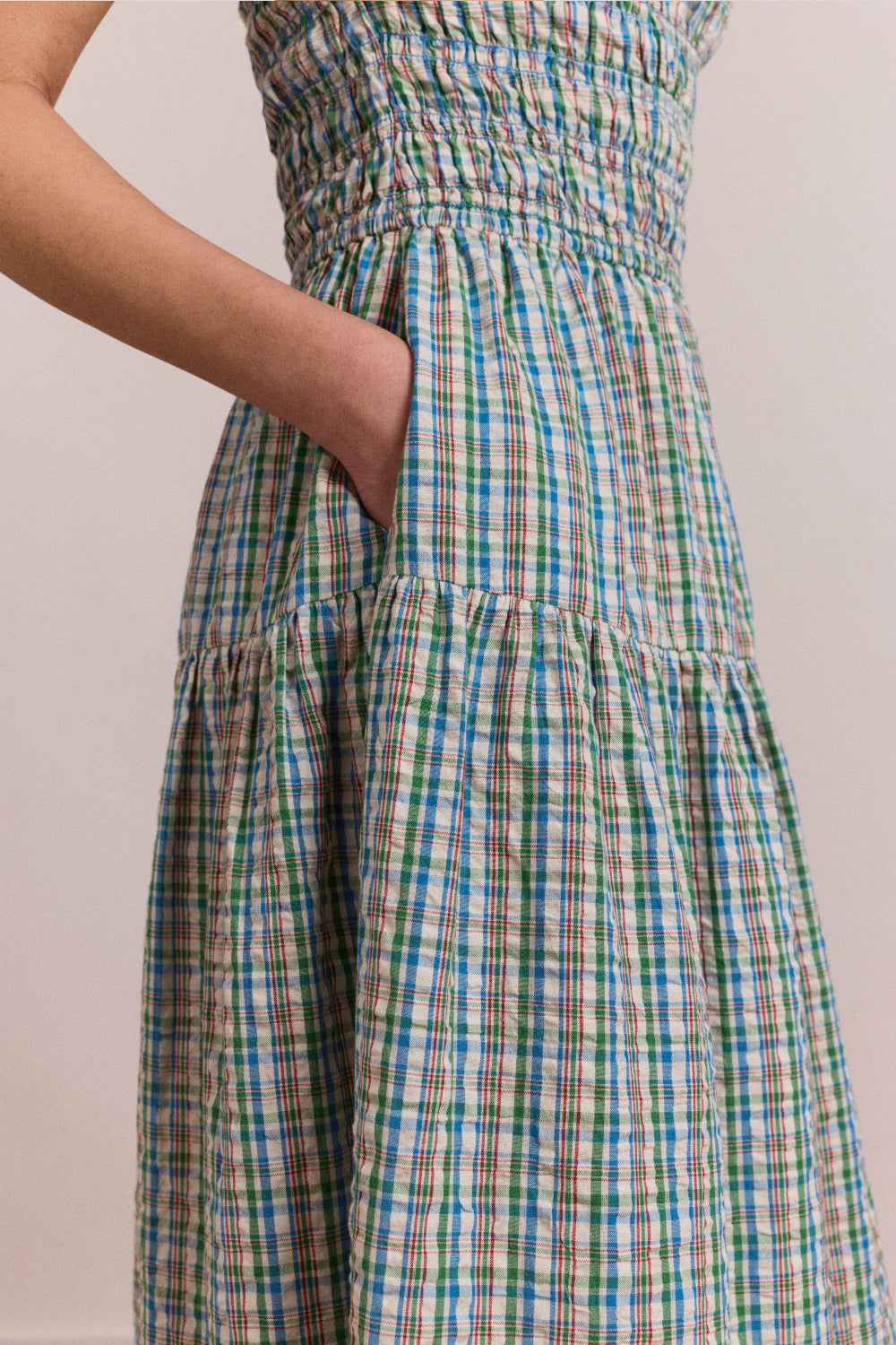 Damson Madder ebba midi dress - picnic blue check