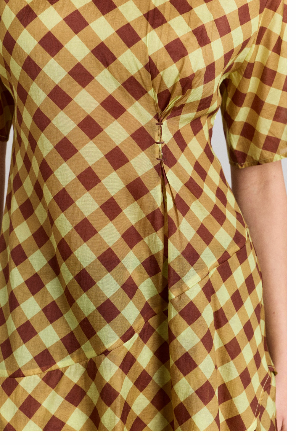 Damson Madder harmony sheer midi dress - choc avo gingham