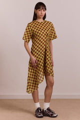 Damson Madder harmony sheer midi dress - choc avo gingham