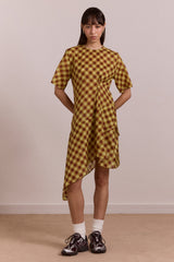 Damson Madder harmony sheer midi dress - choc avo gingham