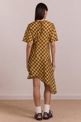 Damson Madder harmony sheer midi dress - choc avo gingham