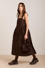 Damson Madder elina midi dress - choc taffeta