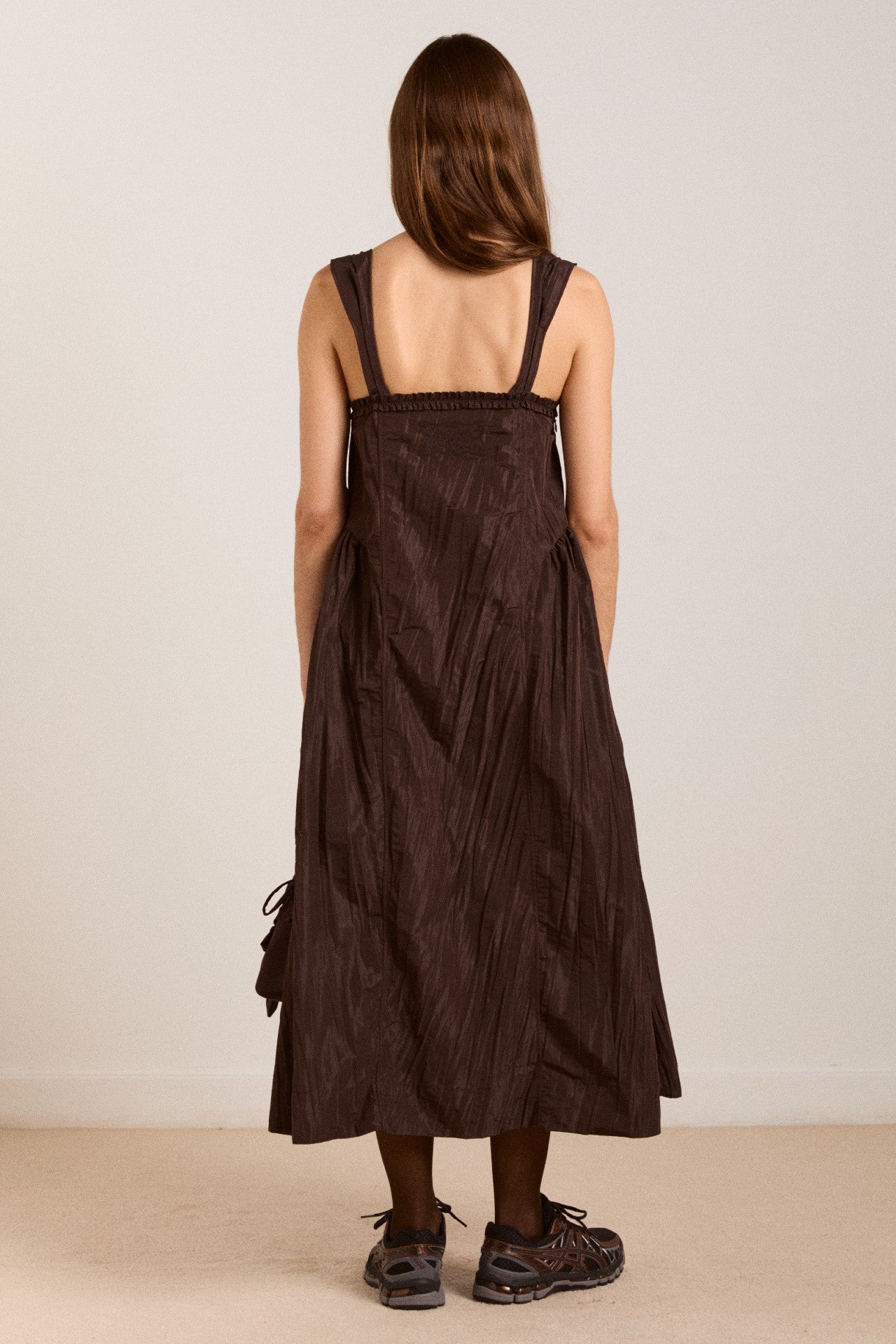 Damson Madder elina midi dress - choc taffeta