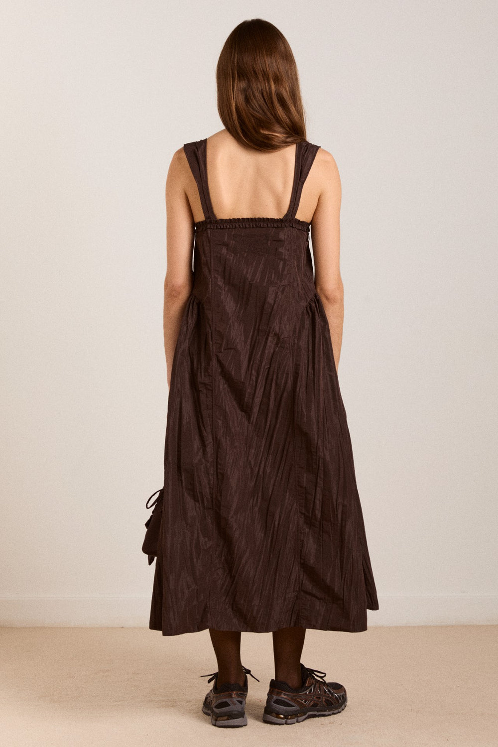 Damson Madder elina midi dress - choc taffeta