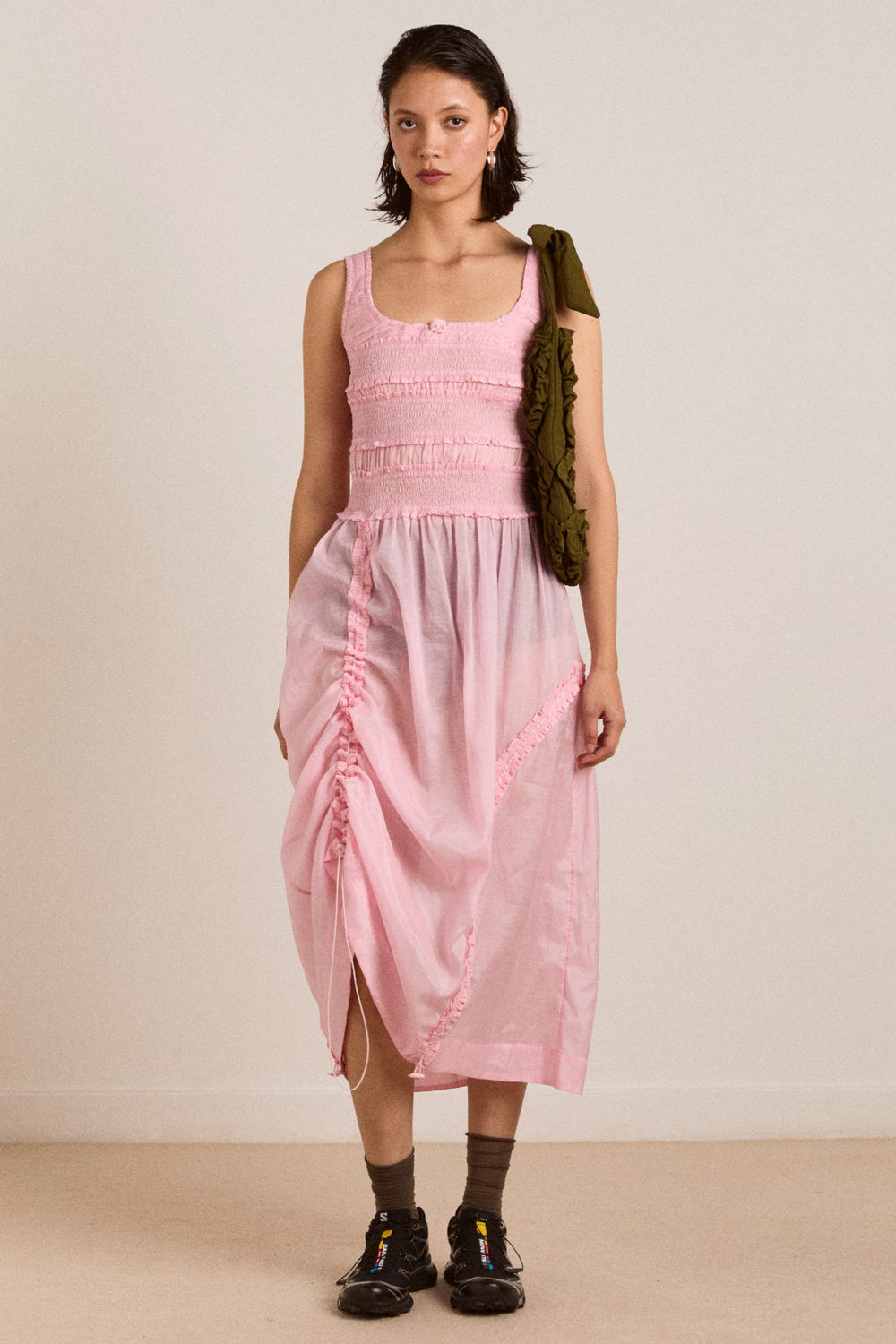 Damson Madder cynthia sheer midi dress - pale pink