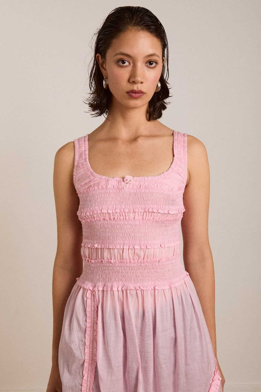Damson Madder cynthia sheer midi dress - pale pink