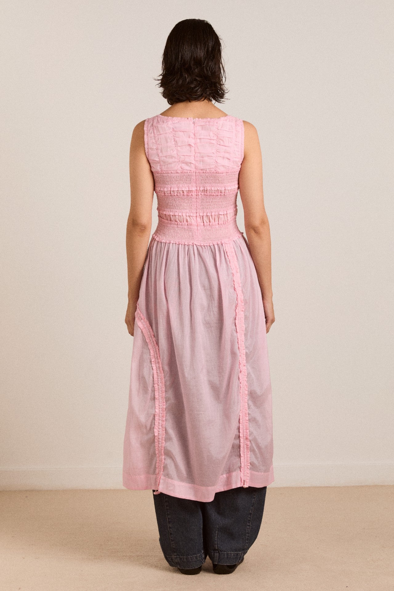 Damson Madder cynthia sheer midi dress - pale pink