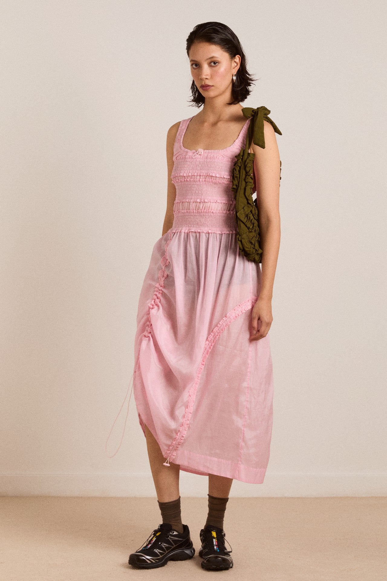 Damson Madder cynthia sheer midi dress - pale pink
