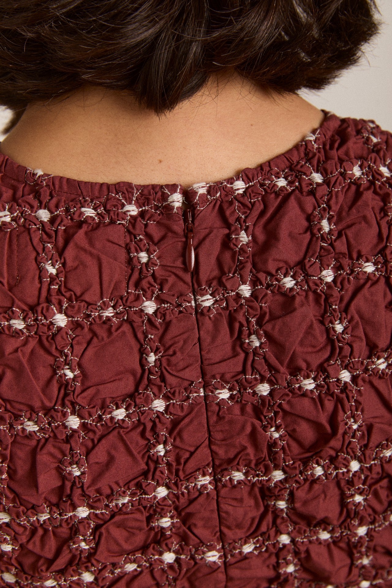 Damson Madder audrey midi dress - burg/butter stitching