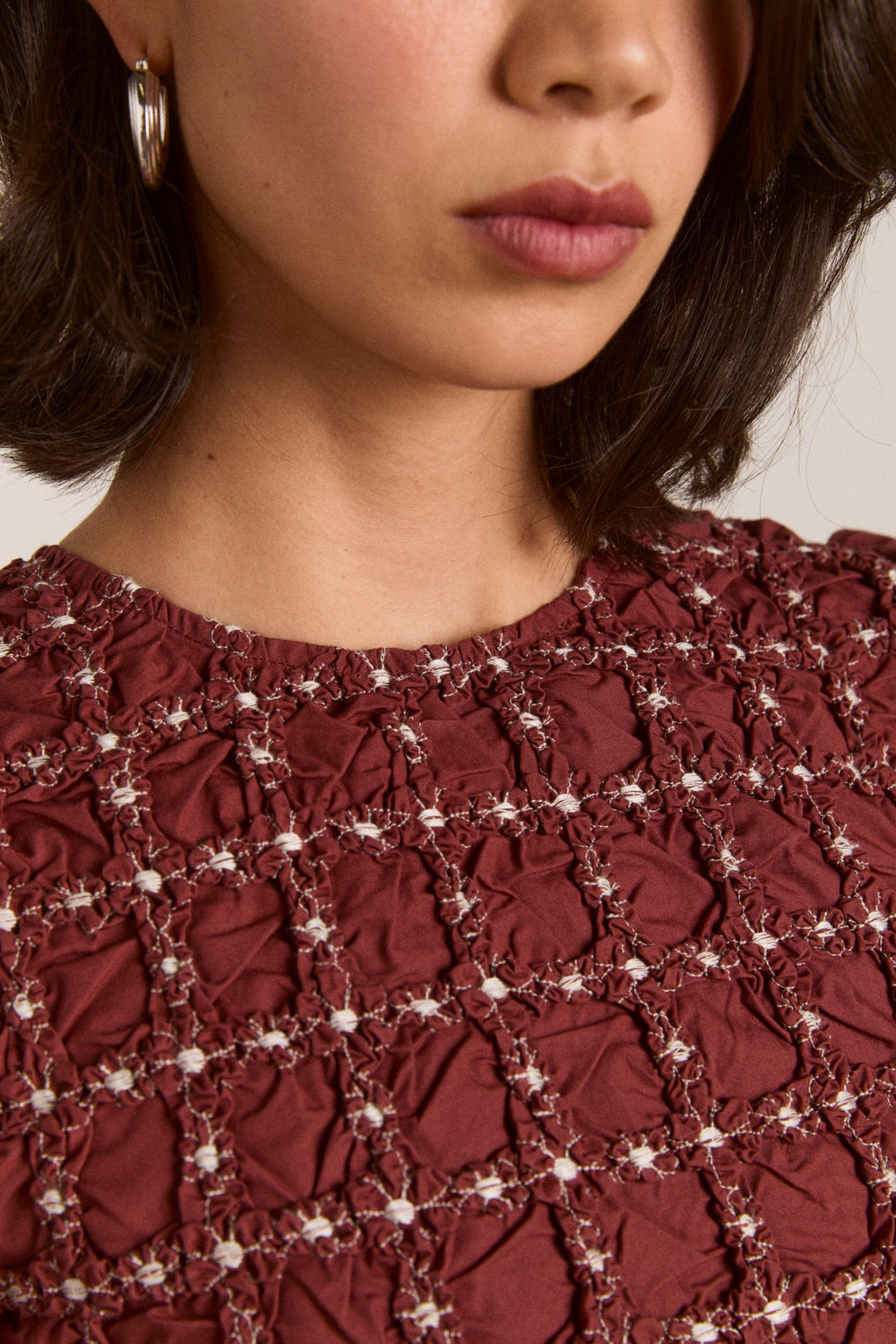 Damson Madder audrey midi dress - burg/butter stitching