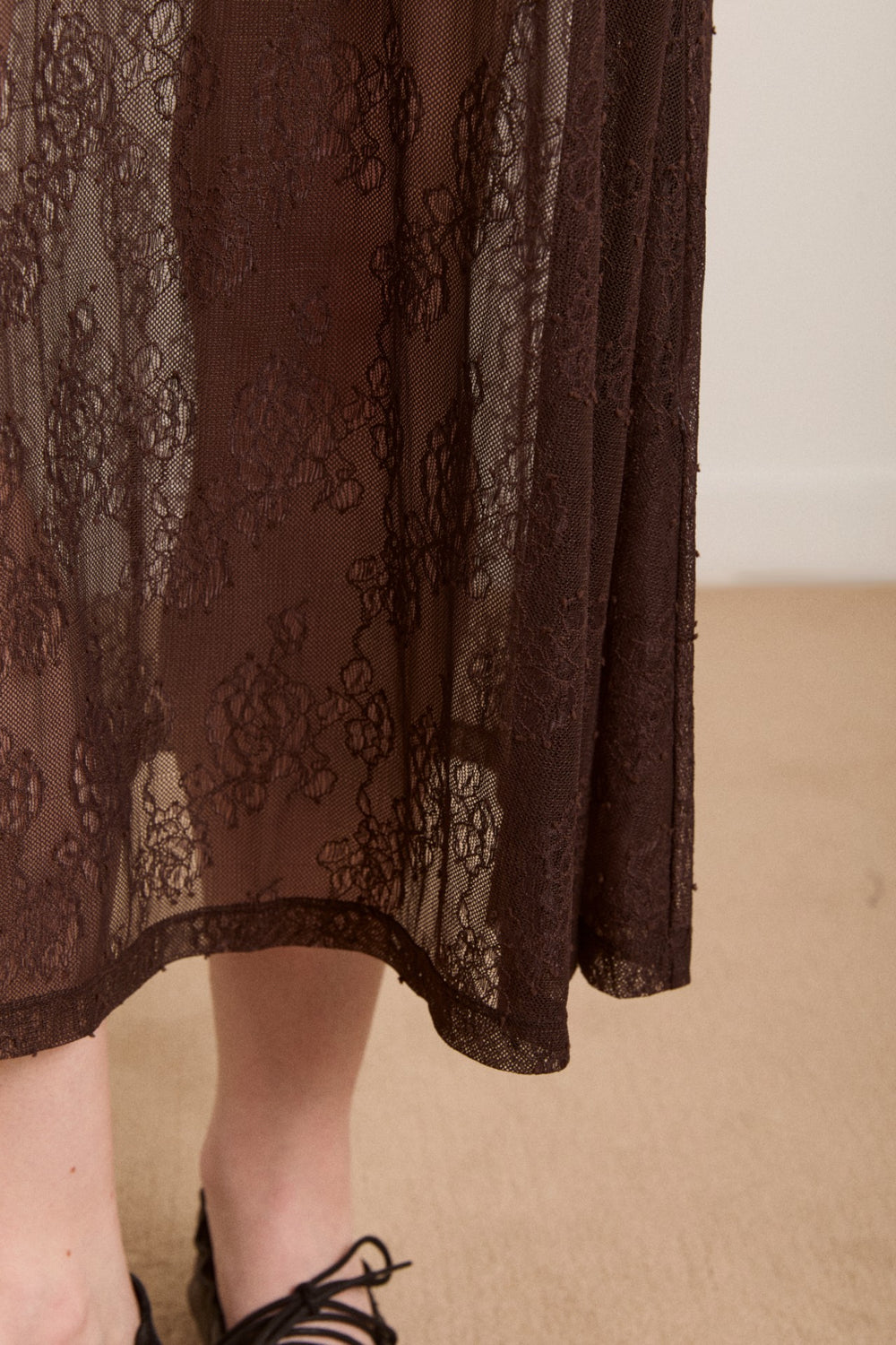 Damson Madder raphi lace midi dress - coffee