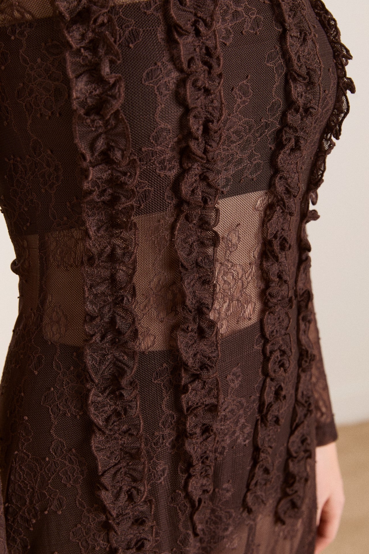 Damson Madder raphi lace midi dress - coffee