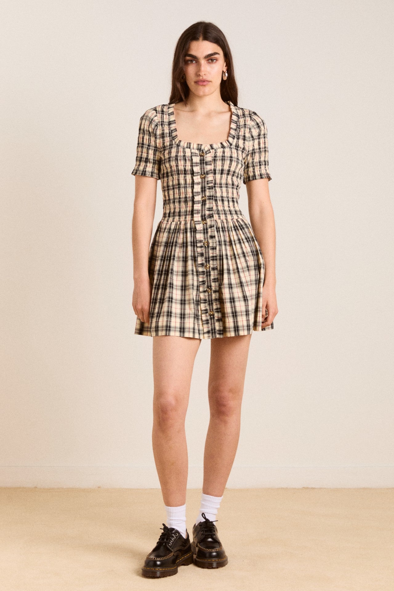 Damson Madder mansi mini dress - butter check