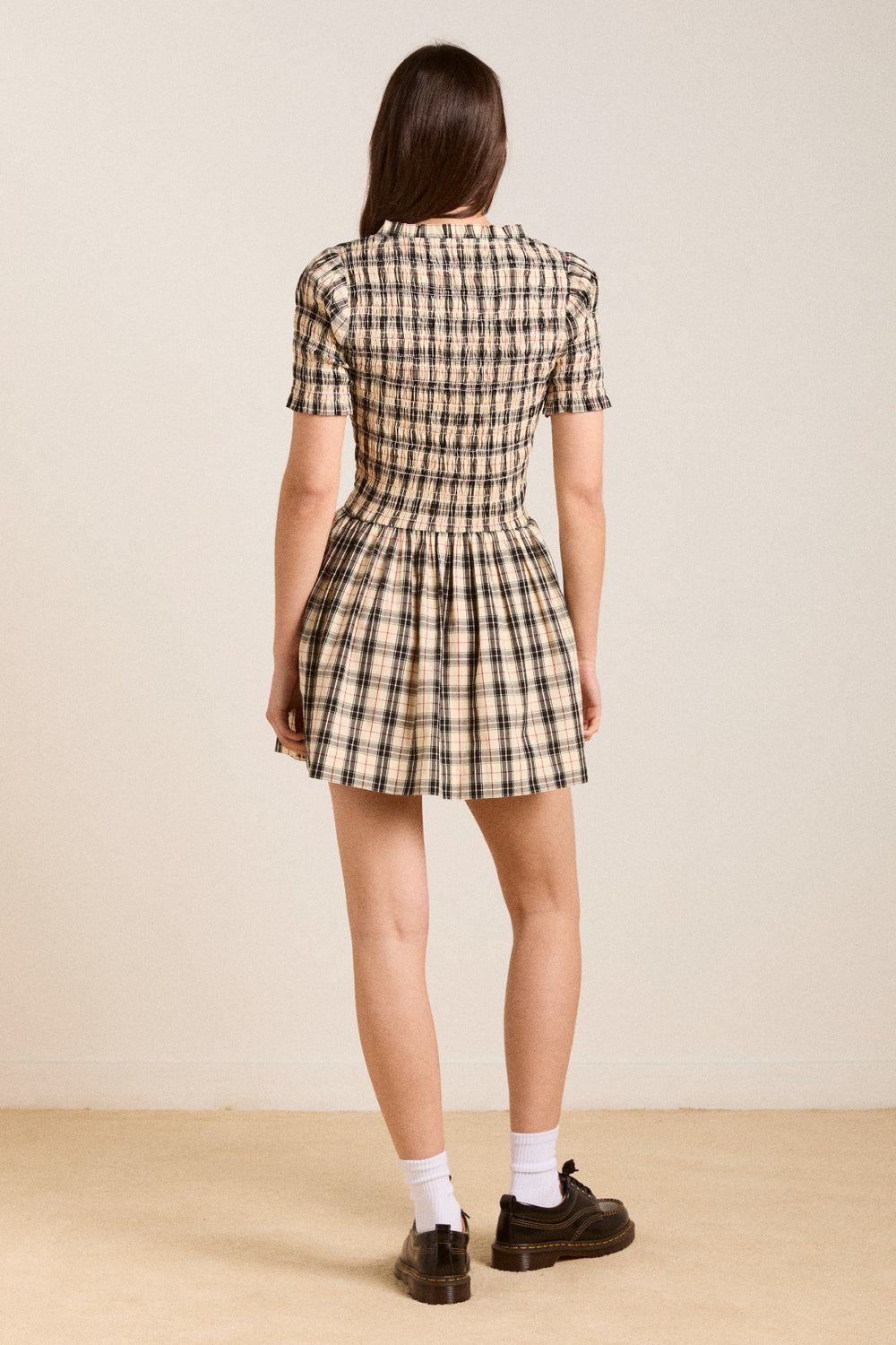 Damson Madder mansi mini dress - butter check