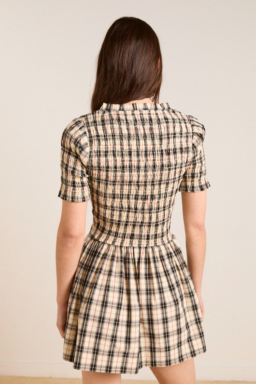 Damson Madder mansi mini dress - butter check