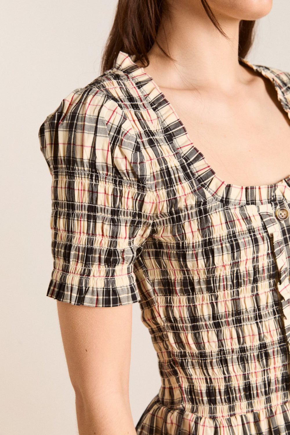 Damson Madder mansi mini dress - butter check