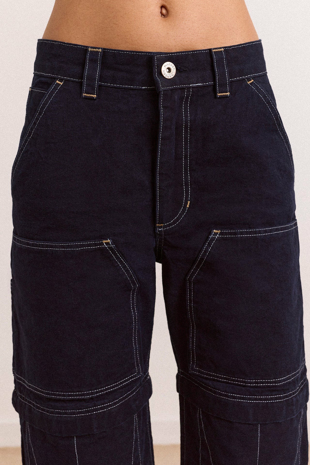 Damson Madder laura workwear denim zip off jeans