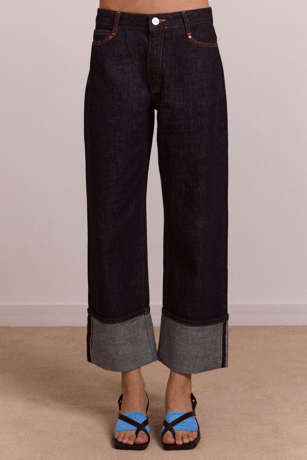 Damson Madder straight leg montana turn up jean -indigo selvedge