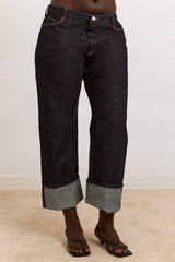Damson Madder straight leg montana turn up jean -indigo selvedge