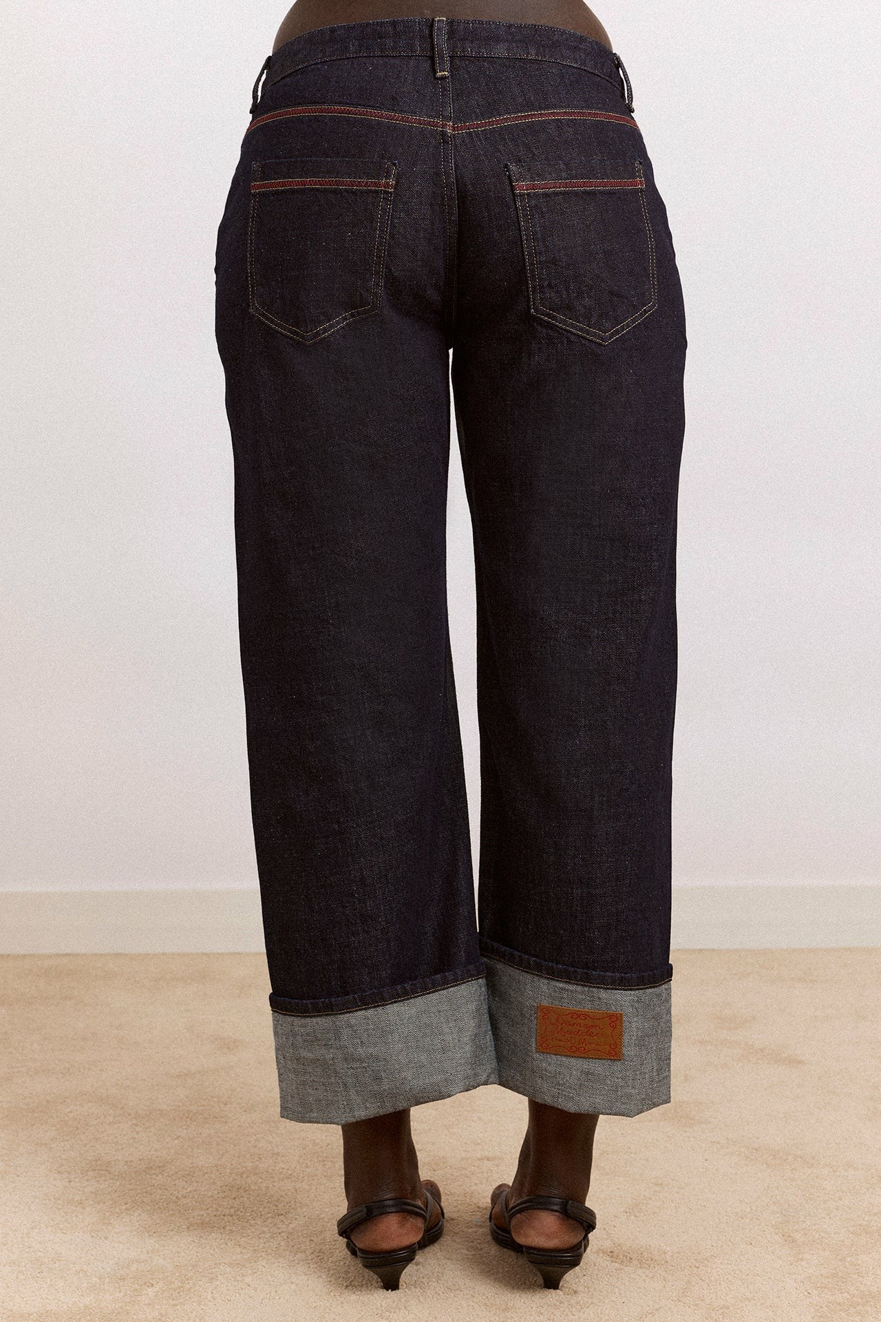 Damson Madder straight leg montana turn up jean -indigo selvedge