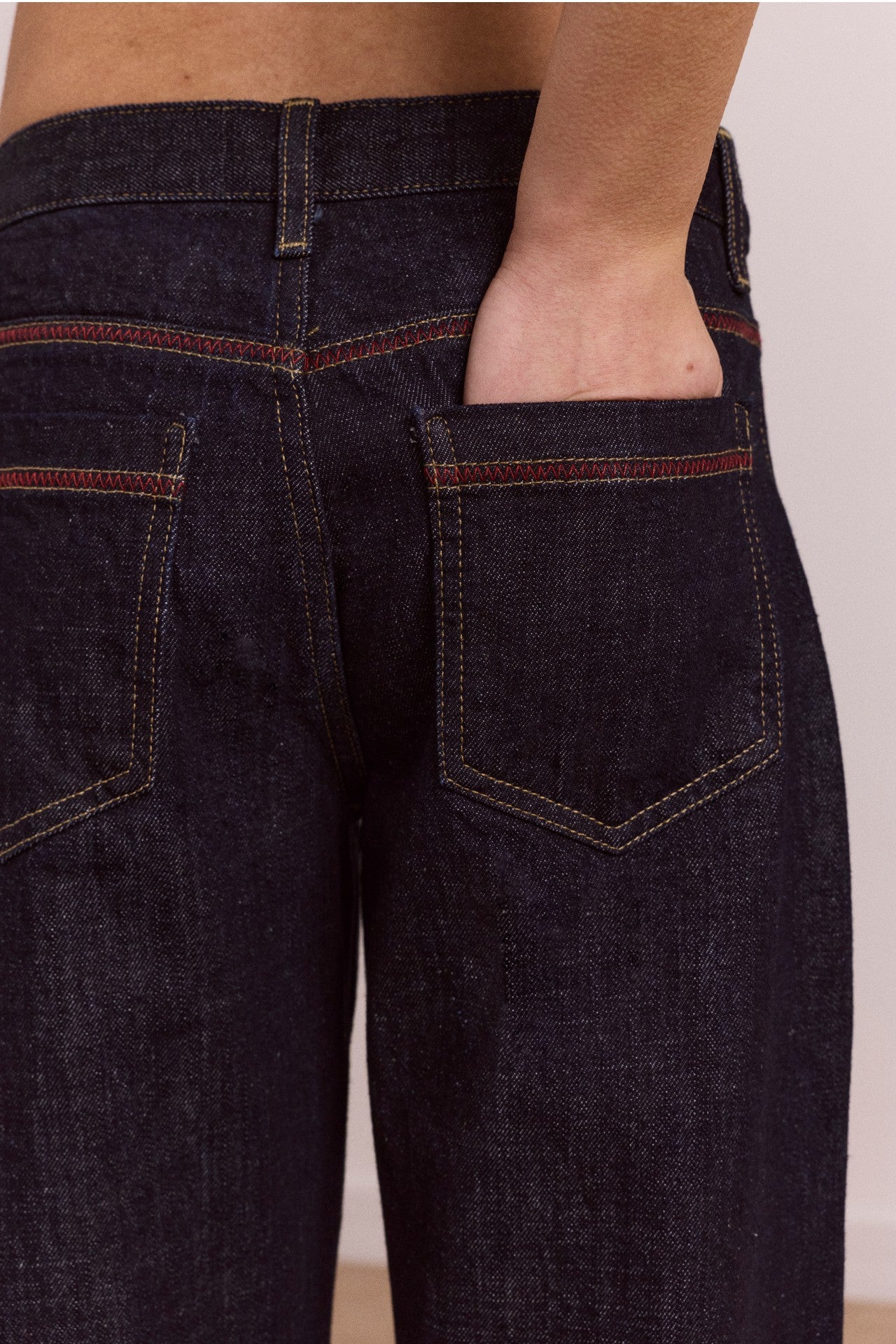 Damson Madder straight leg montana turn up jean -indigo selvedge