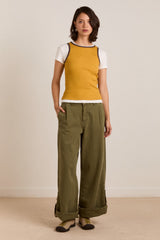 Damson Madder wylie turn up jeans - khaki