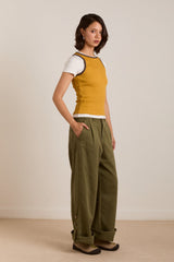 Damson Madder wylie turn up jeans - khaki