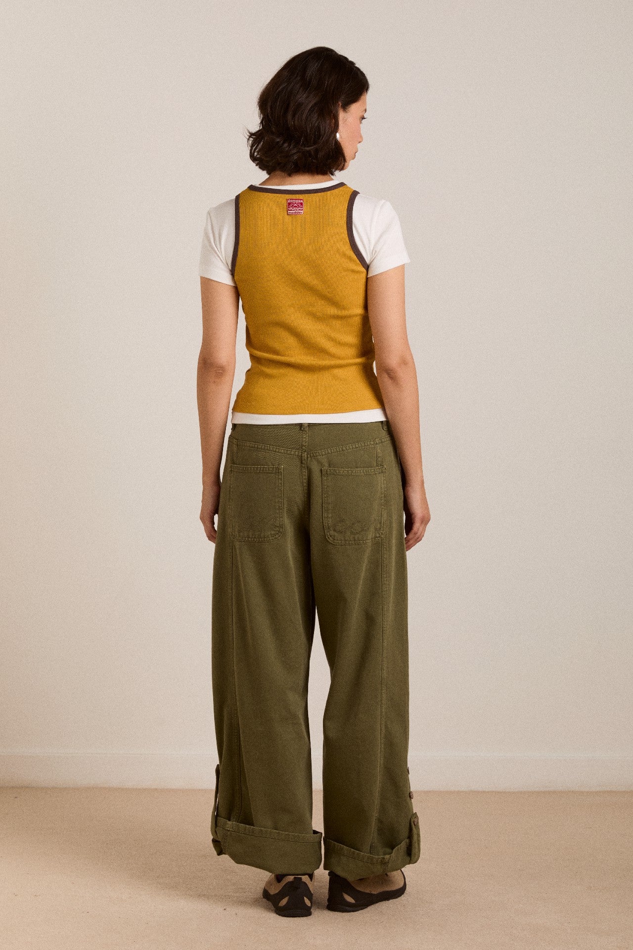 Damson Madder wylie turn up jeans - khaki