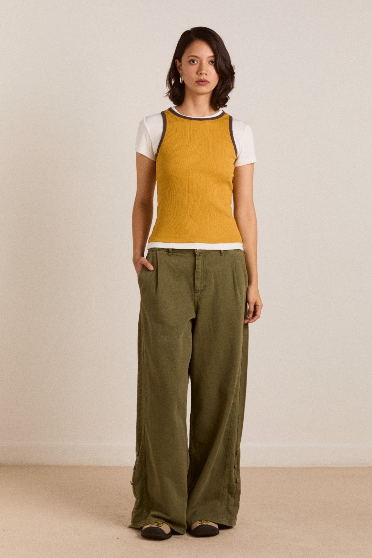 Damson Madder wylie turn up jeans - khaki