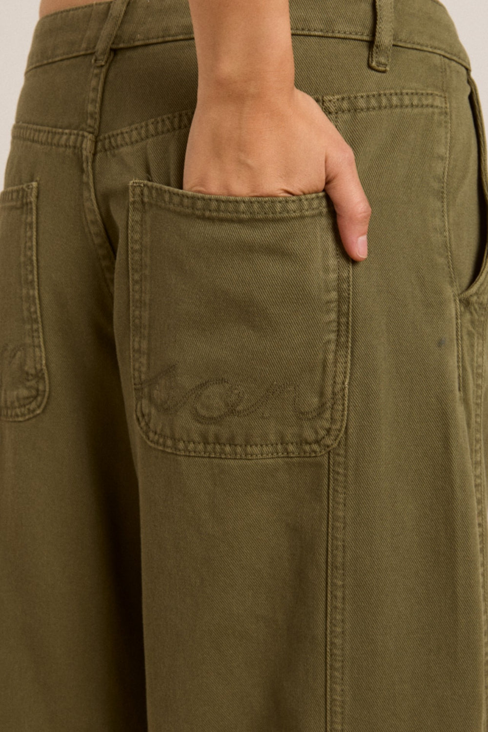 Damson Madder wylie turn up jeans - khaki