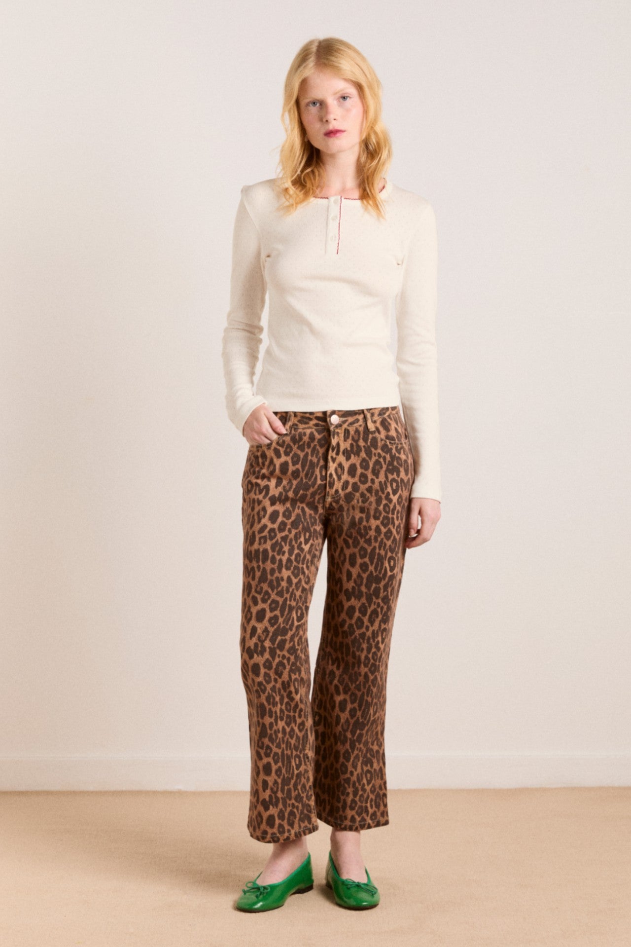 Damson Madder kenny twill trouser- leopard