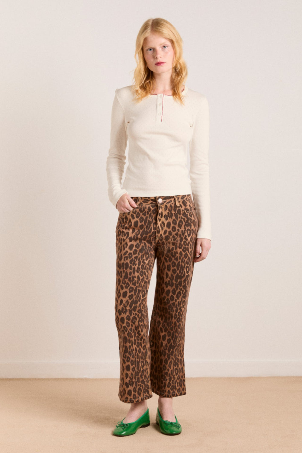 Damson Madder kenny twill trouser- leopard