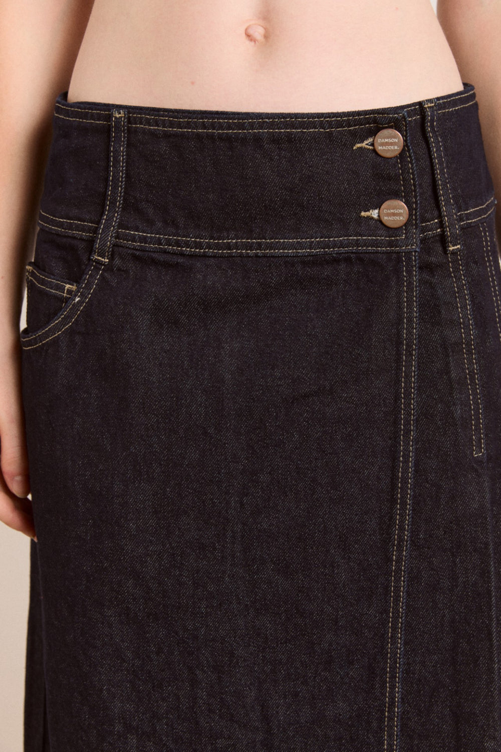 Damson Madder raye denim skirt - dark indigo