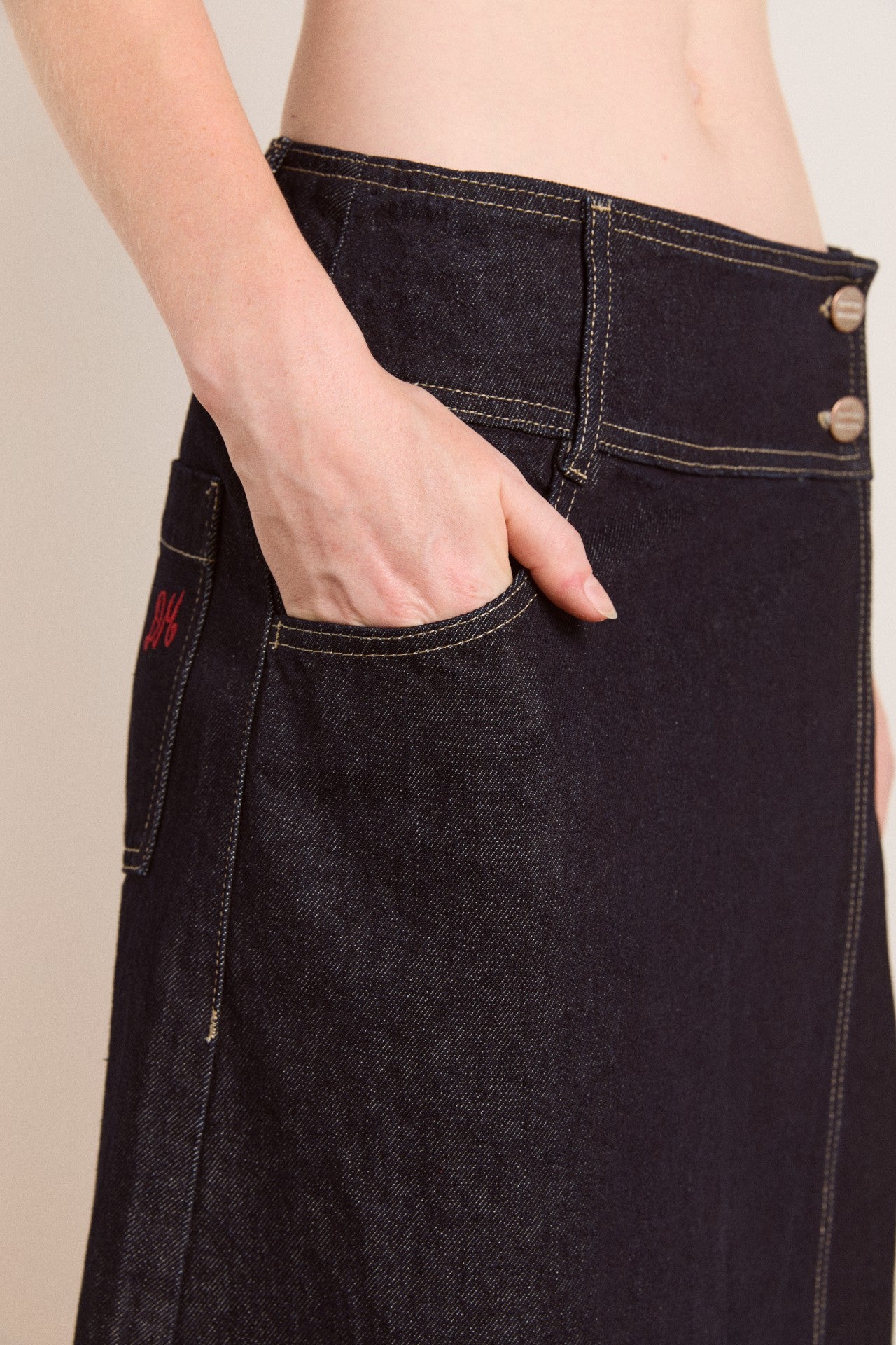 Damson Madder raye denim skirt - dark indigo