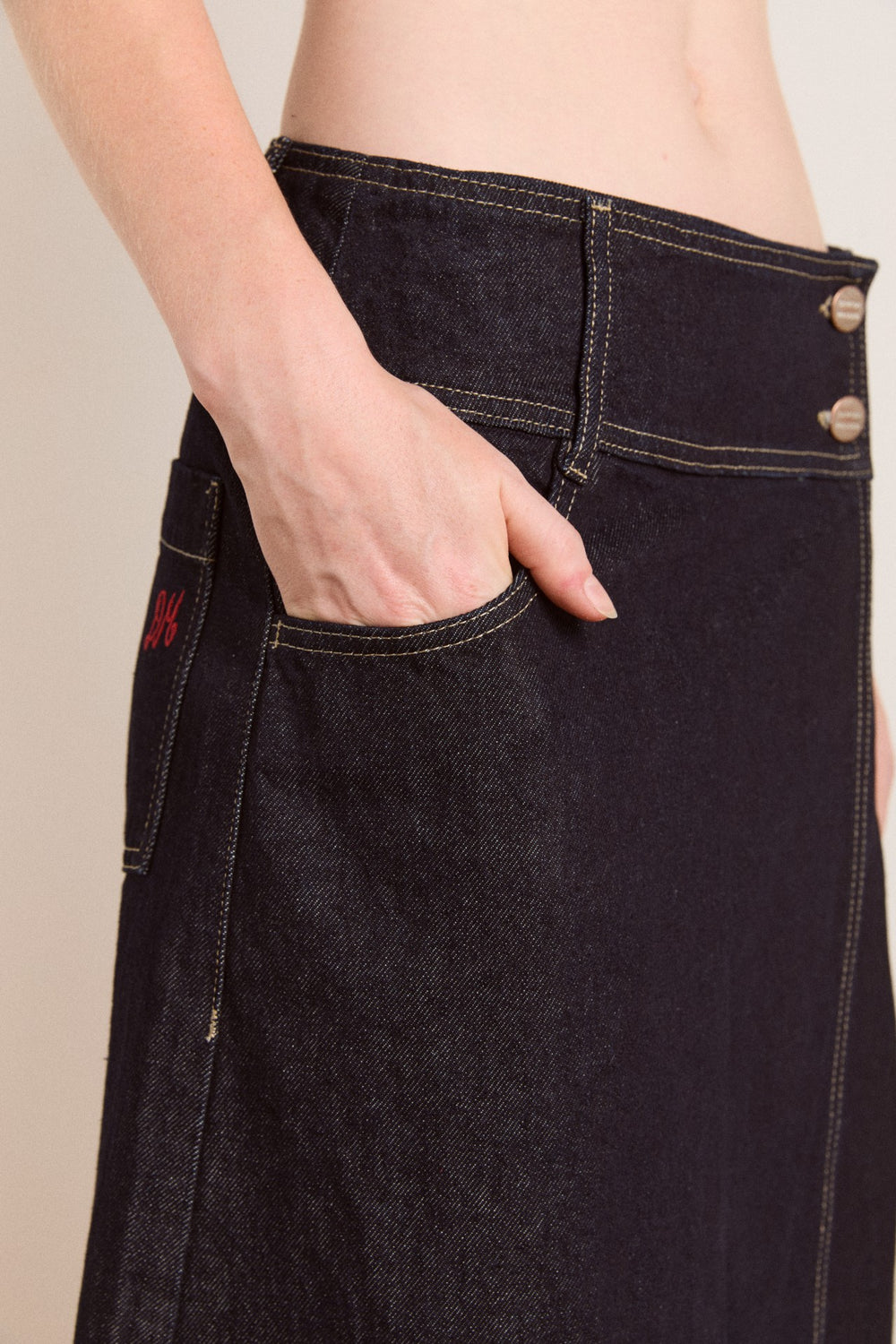 Damson Madder raye denim skirt - dark indigo