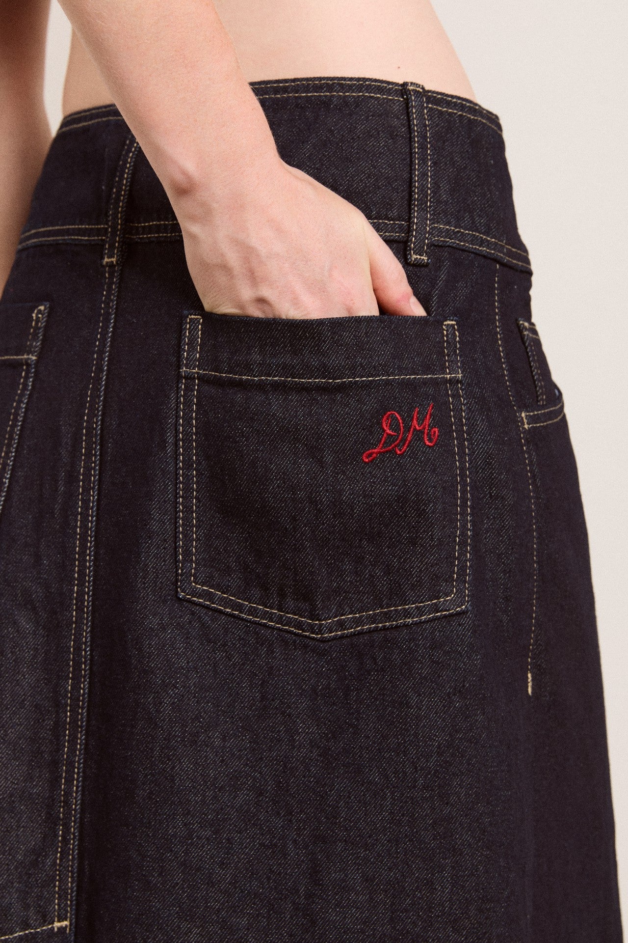 Damson Madder raye denim skirt - dark indigo