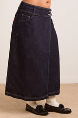 Damson Madder raye denim skirt - dark indigo