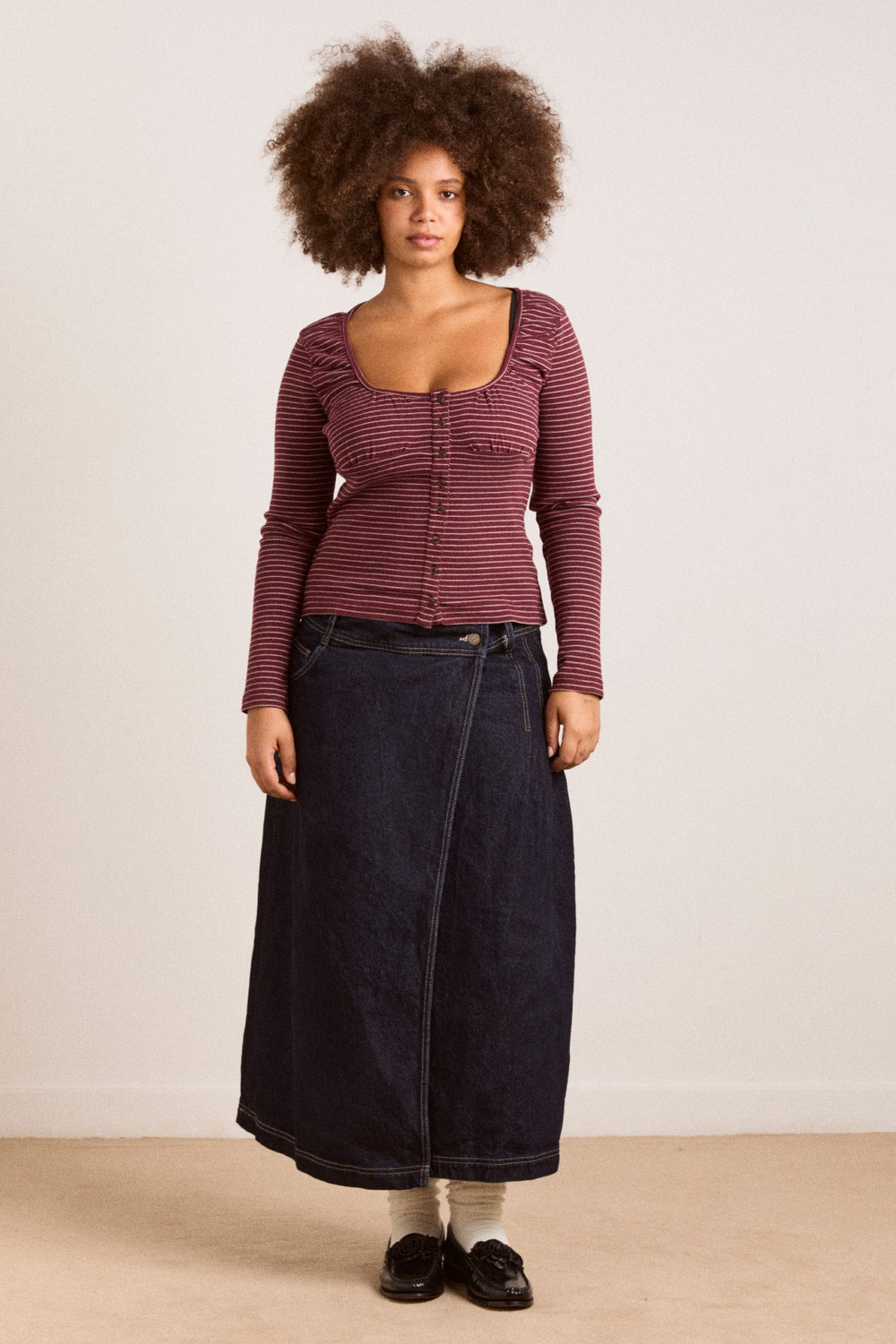 Damson Madder raye denim skirt - dark indigo