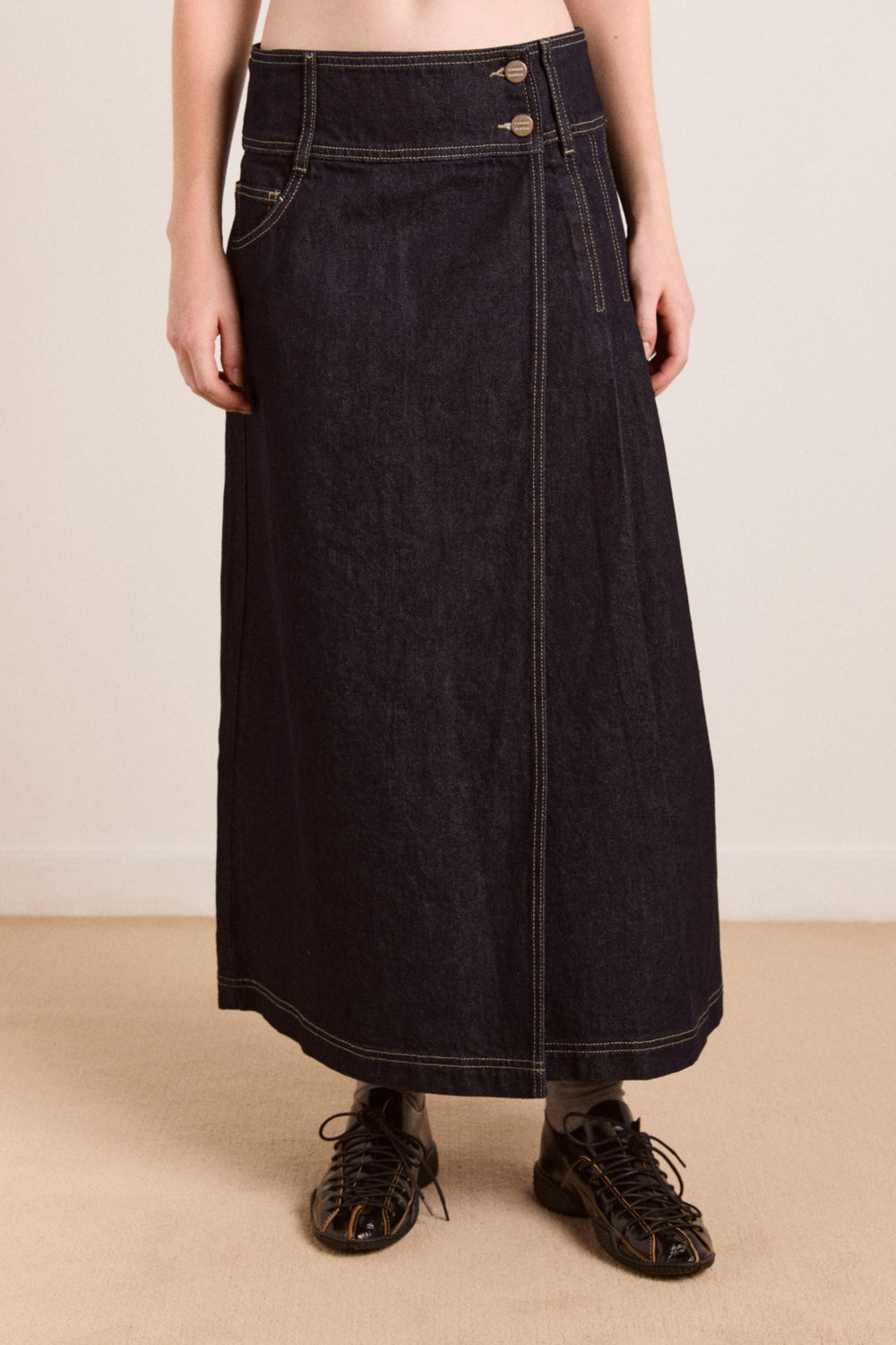 Damson Madder raye denim skirt - dark indigo